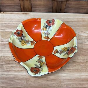 Vintage Floral Orange and Yellow Dish